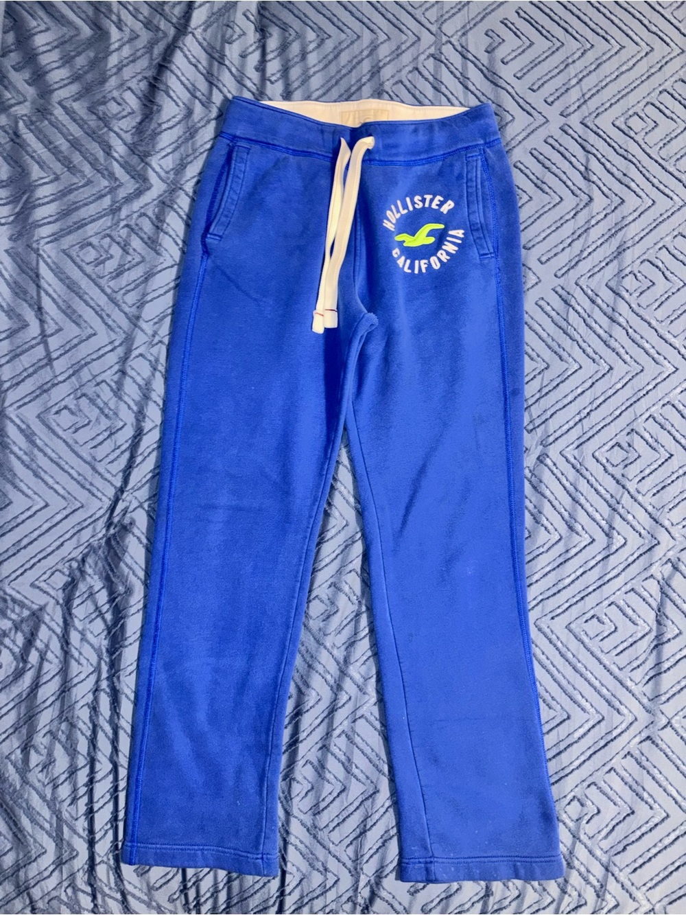 Hollister Royal Blue Kids Jogger Sweatpants with Yellow Logo
